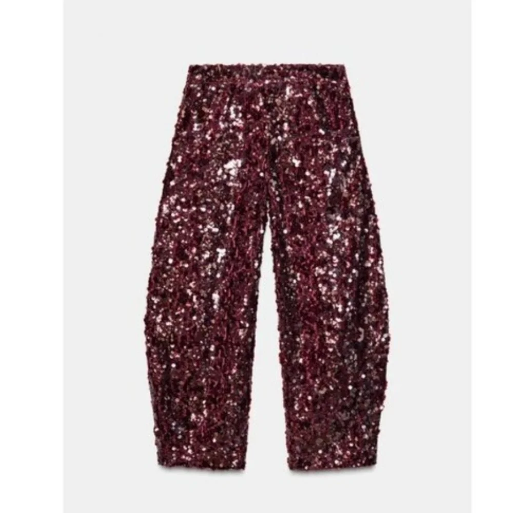 Zara SEQUIN BARREL PANTS Size S and M